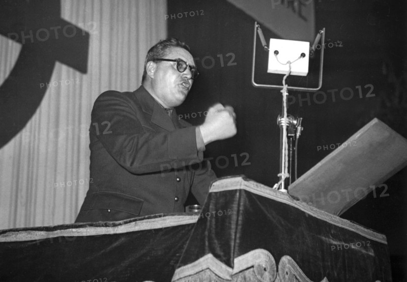 Paris. Meeting of the French Popular Party at Wagram. Doriot delivering a speech.