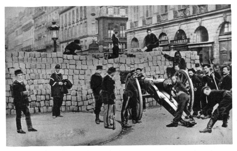 The Paris Commune, barricade in the rue de la Paix