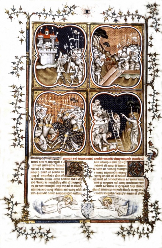 Grandes chroniques de France. Débarquement des guerriers grecs de Troie. Fondation de Sicambre par Francien. Victoire des Francs sur l'empereur Théodose 1er