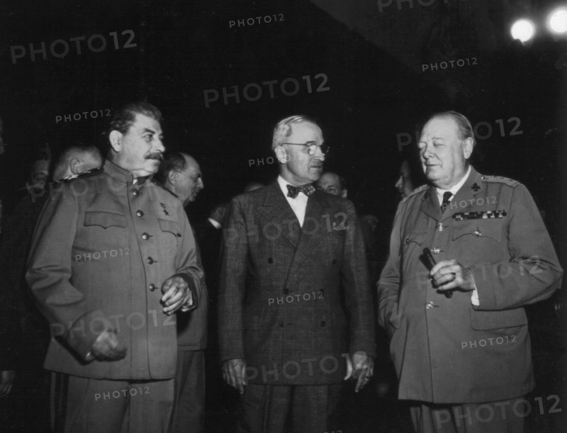 Conférence de Potsdam. Truman, Staline et Churchill