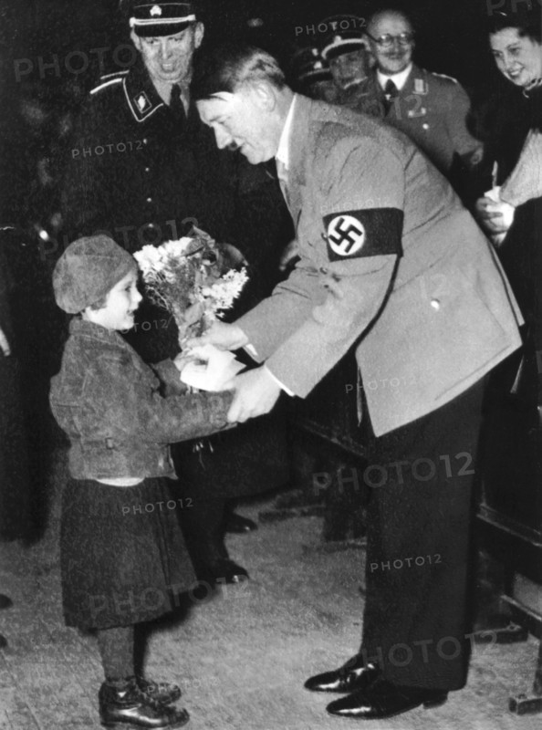 Hitler receiving flowers