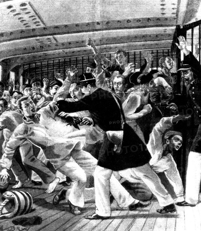 Relegated anarchists. Uprising aboard the ship which transports them