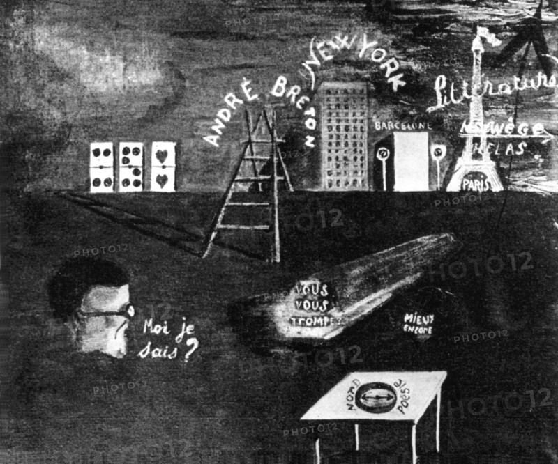 Drawing by Robert Desnos. Death of André Breton