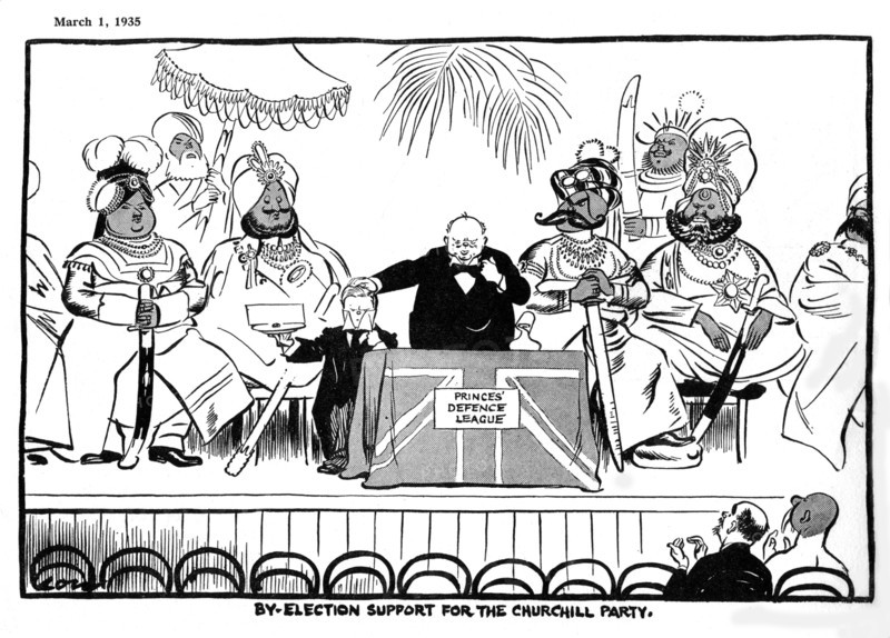 Caricature de Churchill et de la politique coloniale (mars 1935)