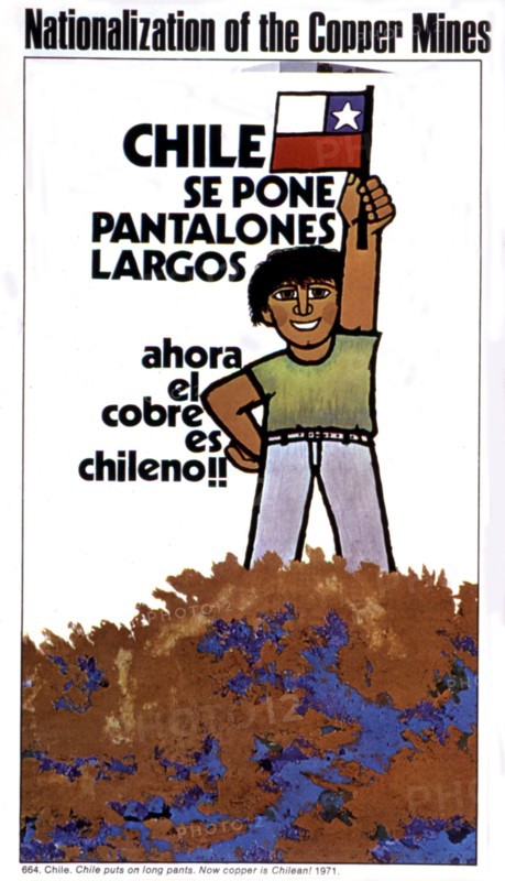 Affiche célébrant la nationalisation des mines de cuivre