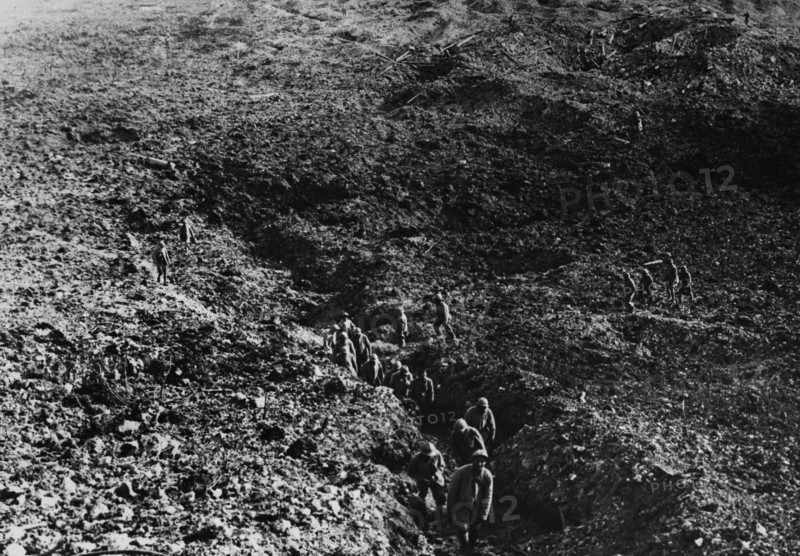 Area and trench that have been bombed, 1916