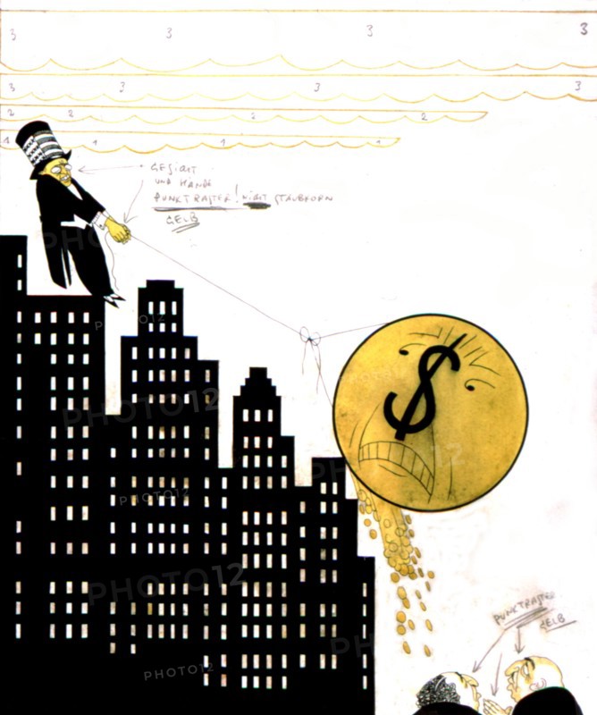 Caricature allemande contre la monnaie américaine