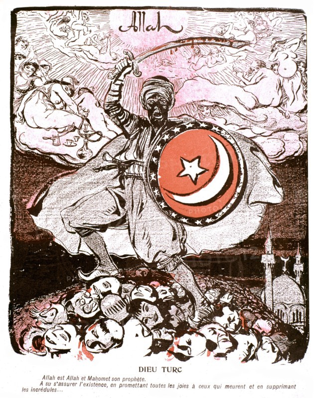 Caricature, The Turkish god, hint at Sultan Abdul-Hamid