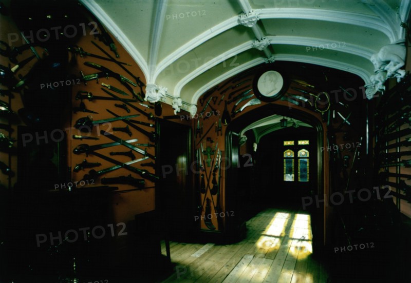 Entrance hall and Sir Walter Scott's collection of arms