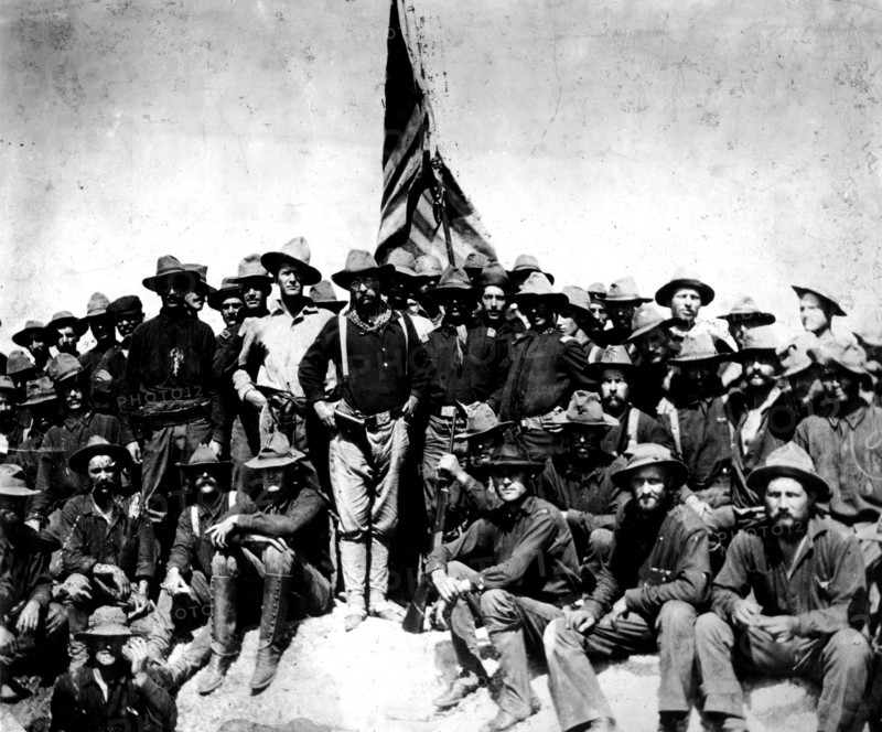 Théodore Roosevelt (1858-1919) et ses rangers à San Juan Hill