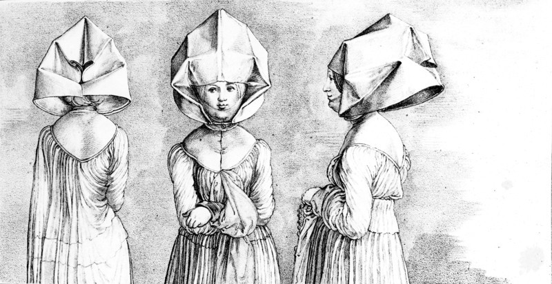 Women's caps : back, face, profile