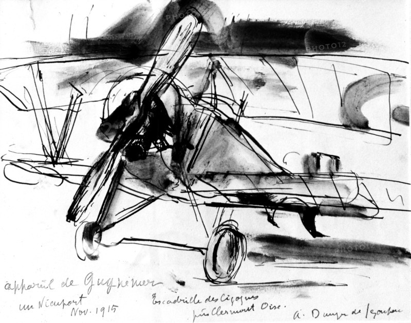 Dunoyer de Segonzac. Stork flotilla, near Clermont/Oise. Guynemer's apparatus, a Nieuport