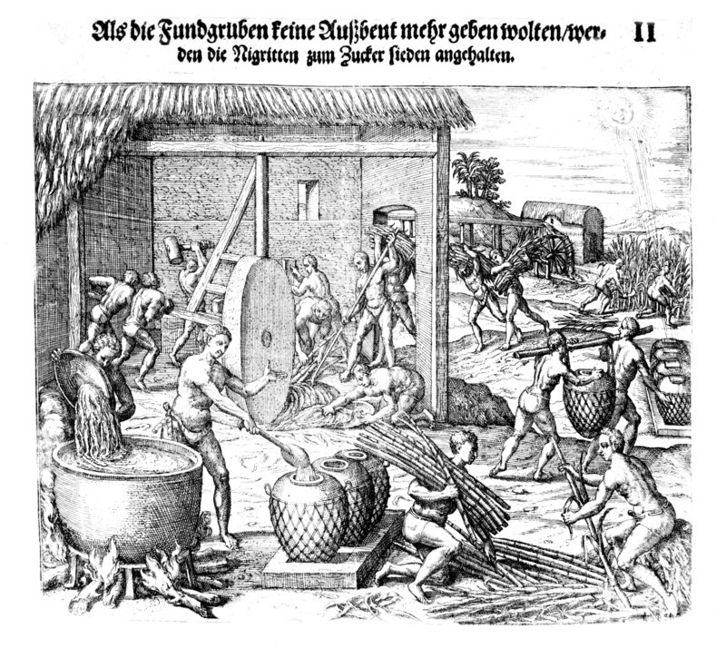 American black slaves working for the Spanish to the sugar mills