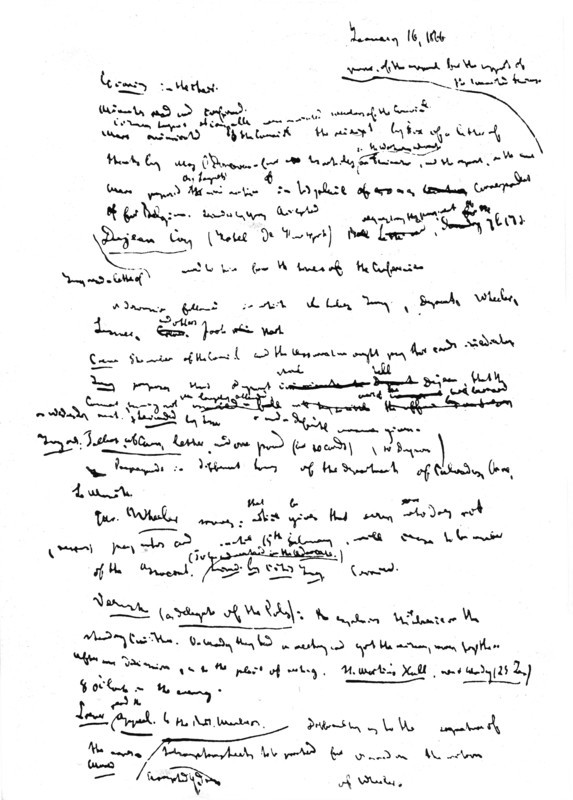 Manuscript written by Marx detailling the protocoles of the General Council