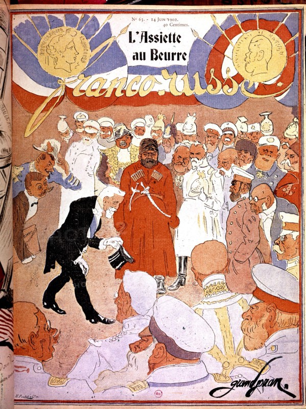 Dessin de Grandjouan à propos des accords franco-russes en 1902