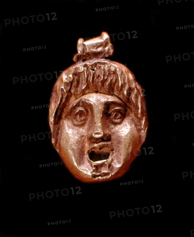 Masque antique en or (masque d'acteur)