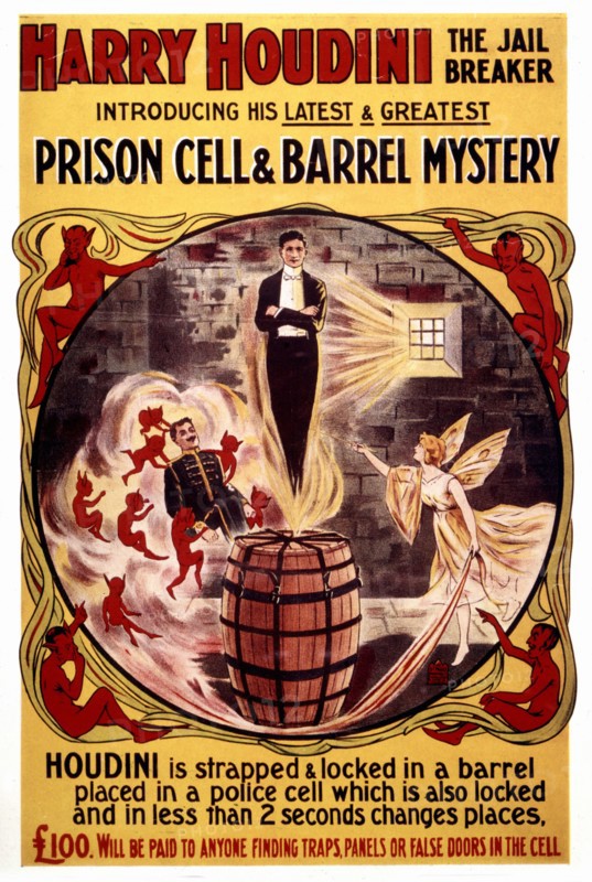 Advertising poster for the magician Harry Houdini