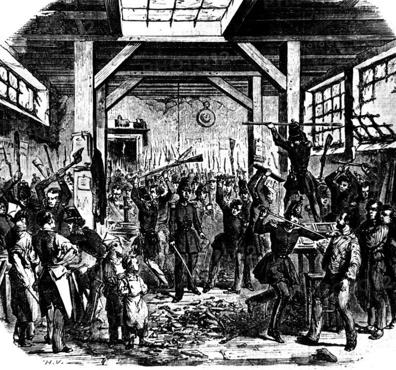 June 13, 1849: Men from the National Guard entering the Boute printing works which prints democratic newspapers