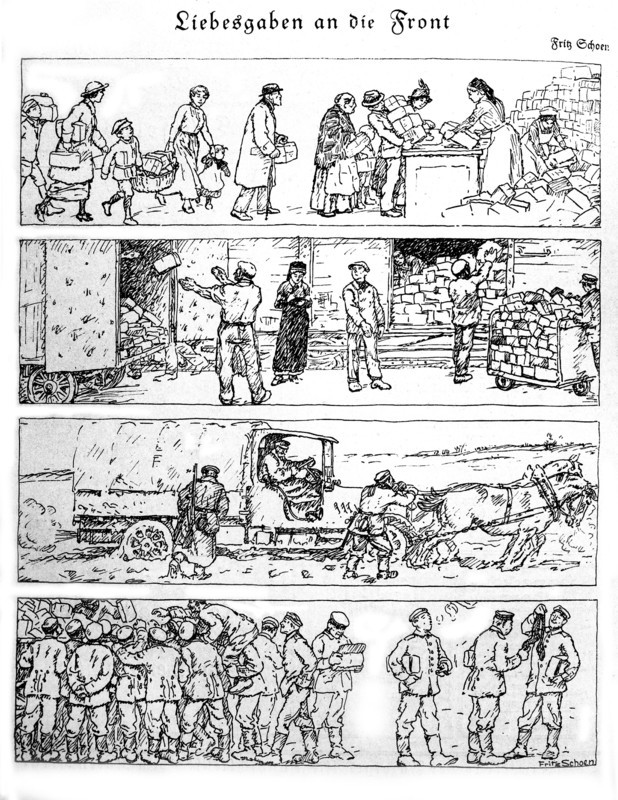 Schoen, Sending parcels to the front