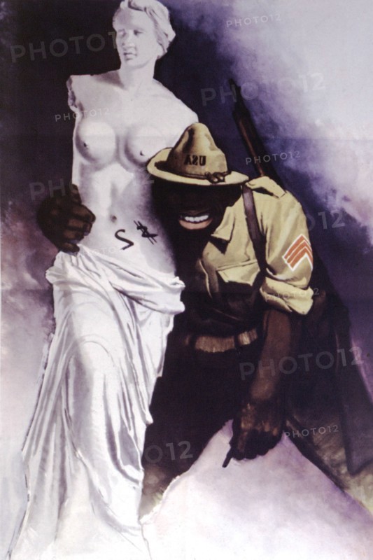 Fascist propaganda poster after the allied landing in Sicily, 1943