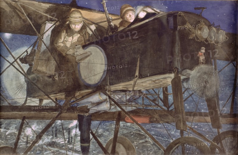 Flameng, Night bombing, 1914
