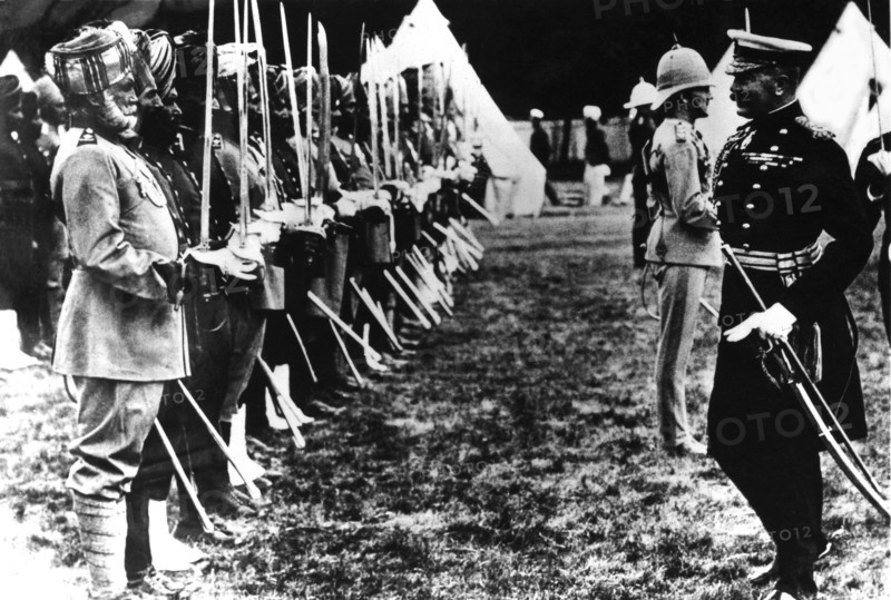 Kitchener inspecting the Indian troops