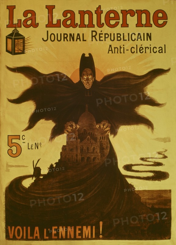Affiche anticléricale, "La lanterne"
