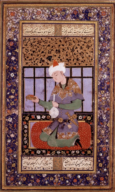Miniature persane. Ecole de Boukhara. Jeune prince