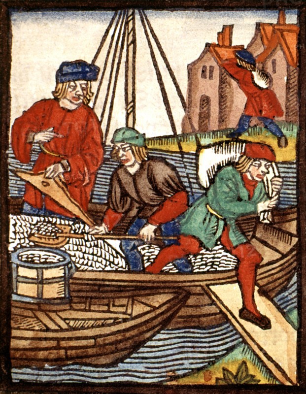 Royal decree of the Paris merchants provostship. Men unloading salt