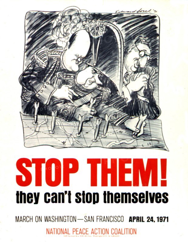 Poster against Nixon, Kissinger and John Erlichman's armament policy