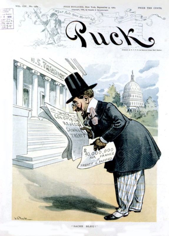 Satirical cartoon in 'Puck' about the Panama Canal