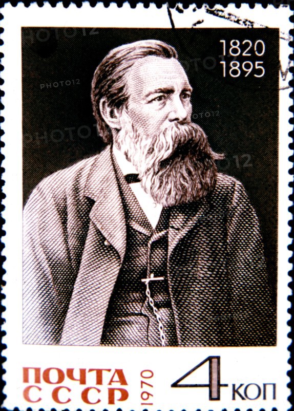 Timbre commémorant le 150ème anniversaire de la naissance d'Engels (1820-1895)