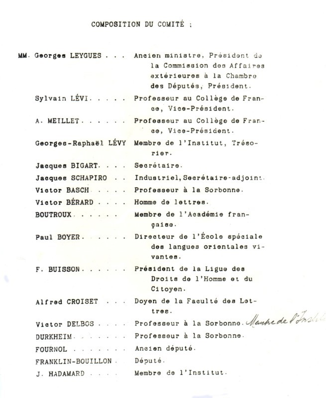 Formation of the French committee for information and action for Jewish people in neutral countries
