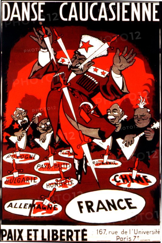 Affiche anticommuniste :"Danse caucasienne" (Staline)
