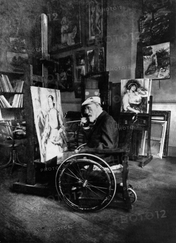 1914, Renoir à son chevalet dans son fauteuil roulant
