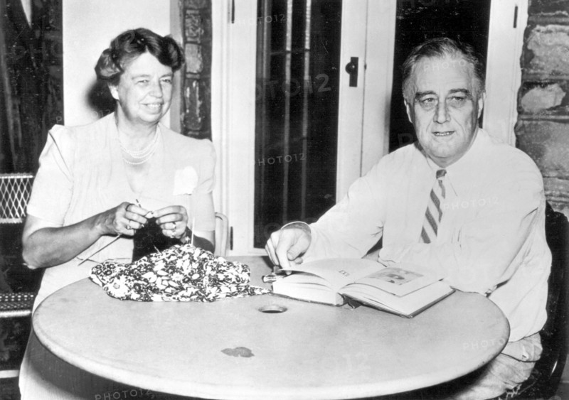 1941, President Franklin Delano Roosevelt and his wife on the veranda of their house in Hyde Park