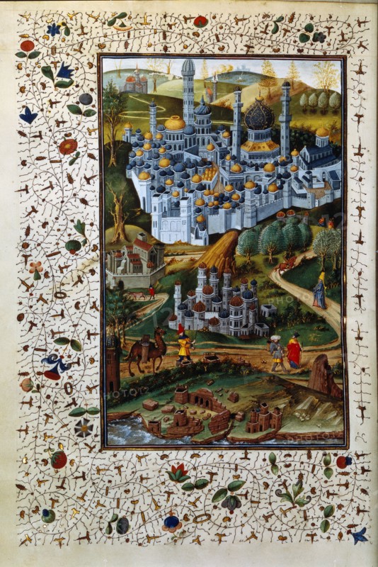 Miniature par Bertrandin de la Broquière : "Les voyages d'Outre-mer". Jérusalem, la ville sainte