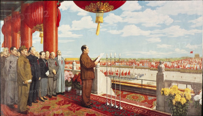Mao Zedong announcing the creation of the People's Republic of China.