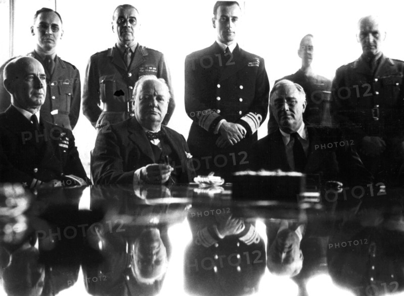Casablanca conference (January 14, 1943). Churchill, Roosevelt, sir Hasting Ismay and lord Mountbatten