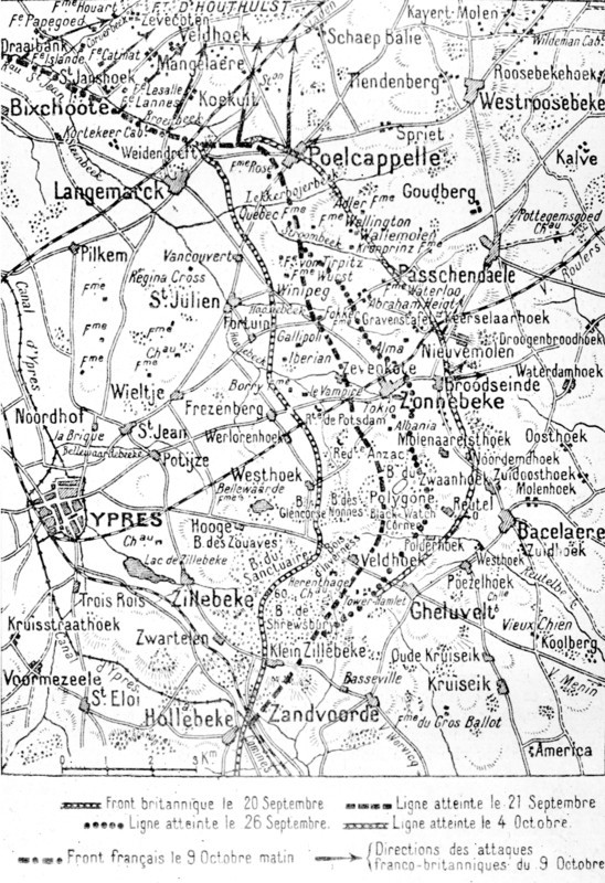 Carte de la première bataille d'Ypres