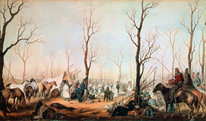 Anonyme, Bivouac des Cosaques aux Champs Elysées, 1814