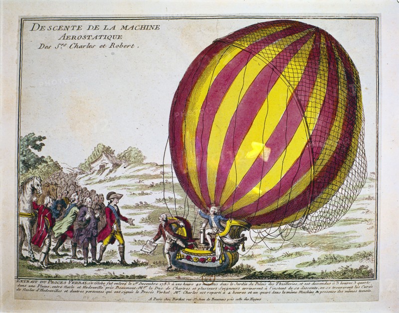 Descente du ballon à gaz gonflé à l'hydrogène