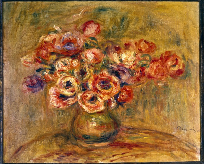 Renoir, Nature morte d'anémones dans un vase