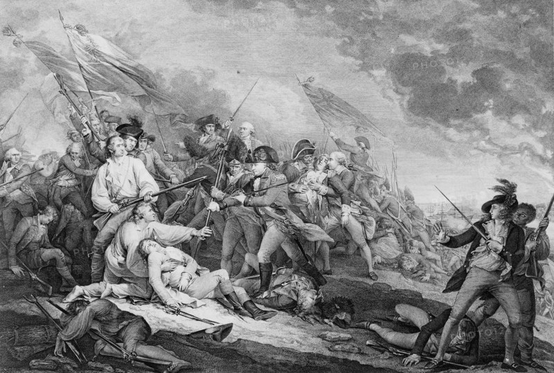 Gravure de "La Mort du général Warren à la bataille de Bunker Hill, le 17 juin 1175"