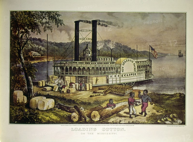 Chargement du coton sur le Mississippi