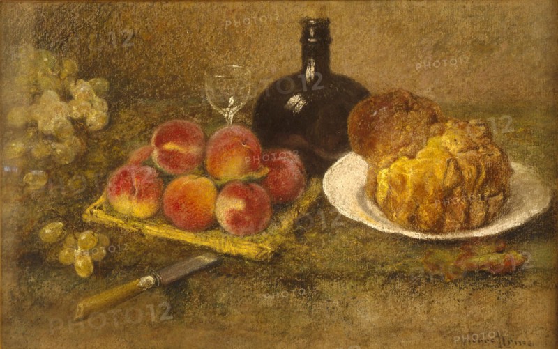 Prins, Nature morte aux pêches et au gâteau