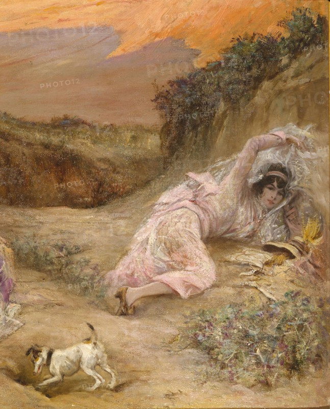 Clairin, Sarah Bernhardt et une amie sur la plage de Belle Isle (détail)