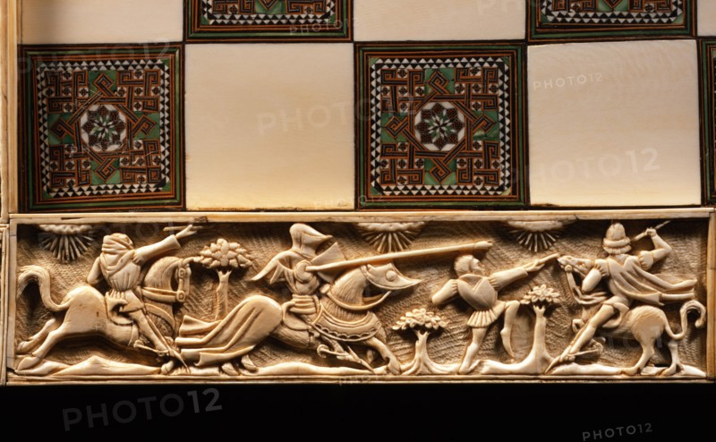 Sculpted ivory chessboard (detail)
