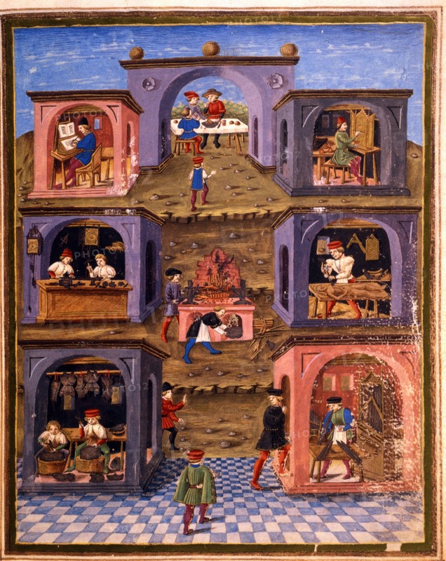 Craftsmen working in their shops