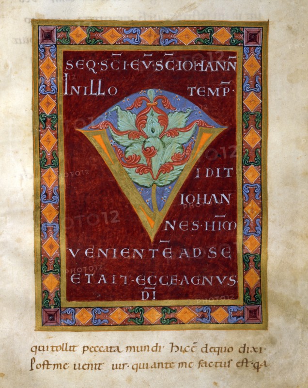 Evangéliaire de l'Ecole de Reichenau, Lettrine "V"